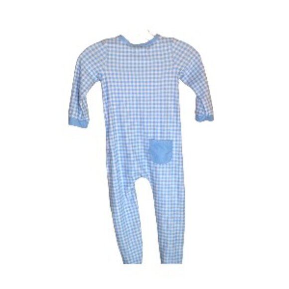 Sweet Honey Blue Gingham One-Piece Sleeper 5Y - Picture 2 of 5